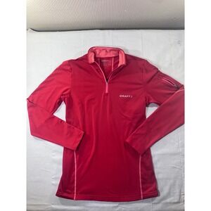 CRAFT L1 Ventilation Long Sleeve Half Zip Pullover Shirt Red Womens Size S